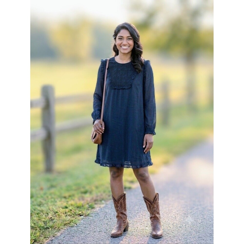 Scotch & Soda Maison Scotch Embroidered Navy Dress | Medium | Romantic Boho